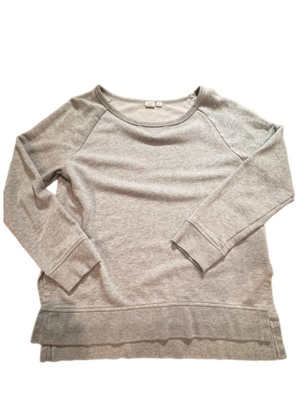 GAP Light Heather Gray Crewneck Pullover Sweat Tunic with Slits Size Medium